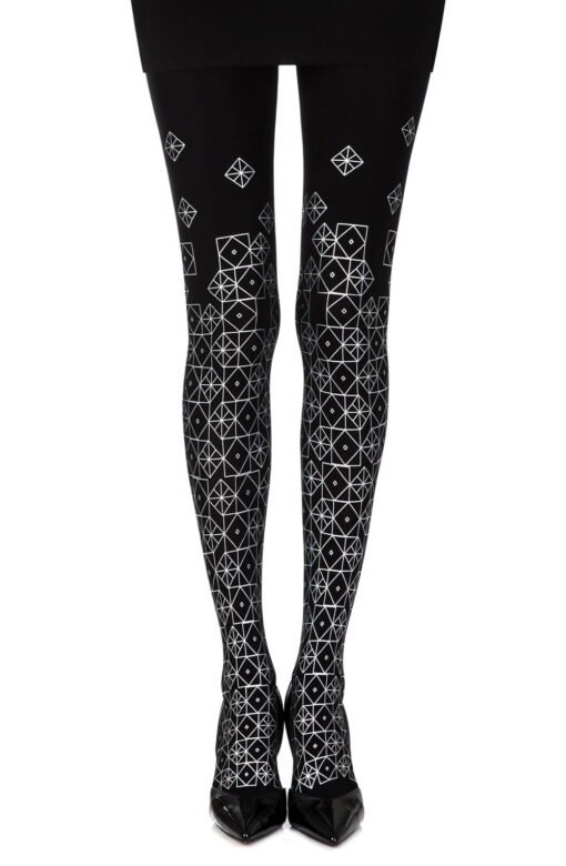 Zohara "Kaleidoscope" Black Print Tights - Image 2