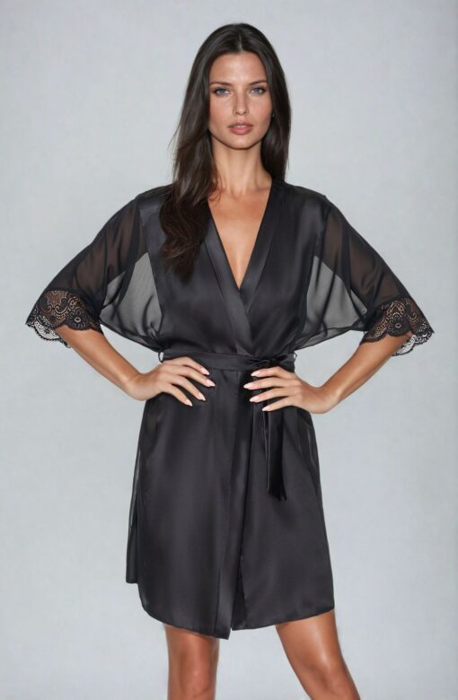 Irall Sharon Dressing Gown Black - Image 3