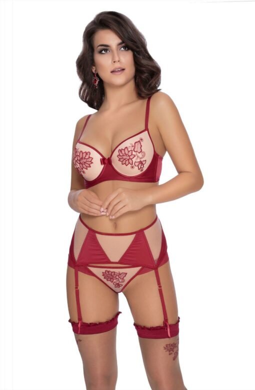 Roza Mehendi Suspender Belt Claret - Image 4