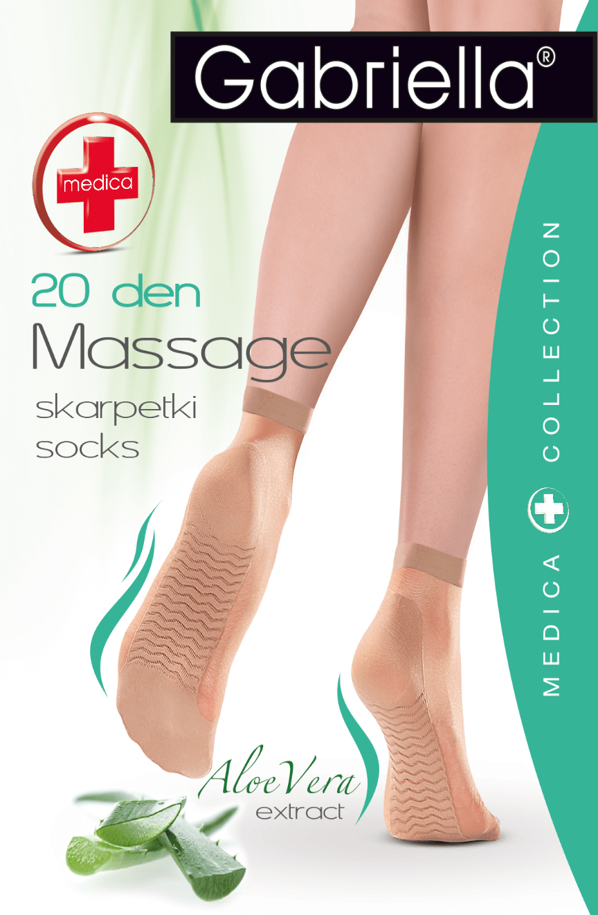 Gabriella Medica Massage Socks Melisa 20 den sheer ankle socks with textured sole and aloe vera extract