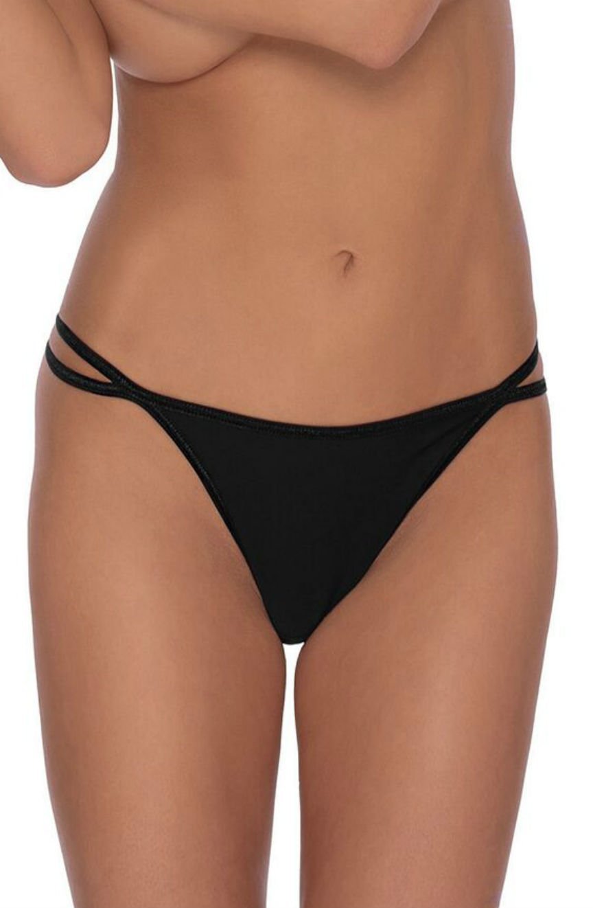 Roza Agnez black thong with double side straps, available in multiple sizes