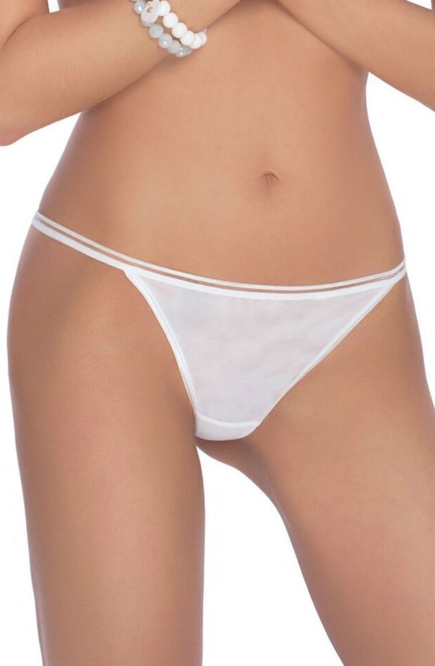 Roza Lea white thong with thin waistband, available in multiple sizes