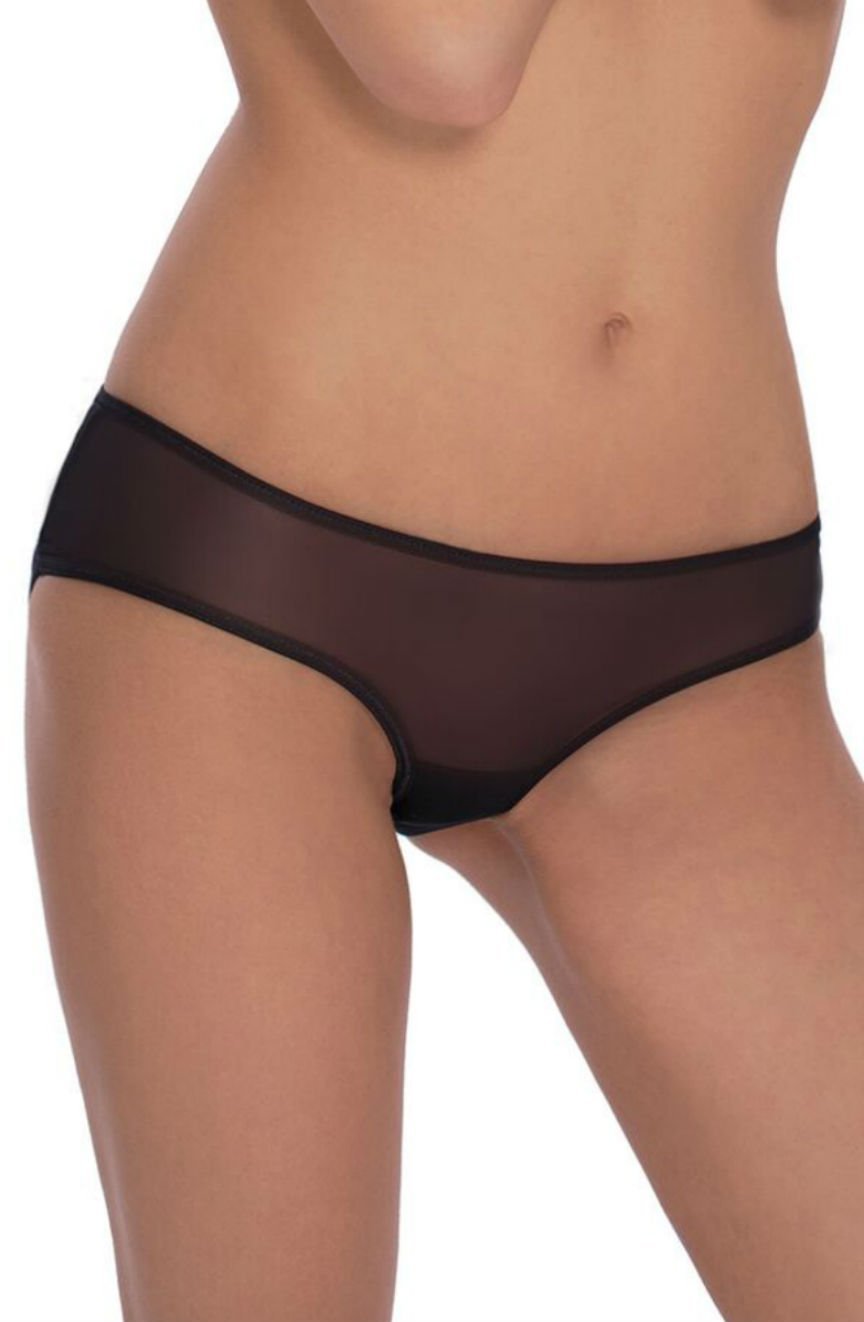 Roza Lica black sheer brief with low-rise waistband, available in sizes Small to XLarge