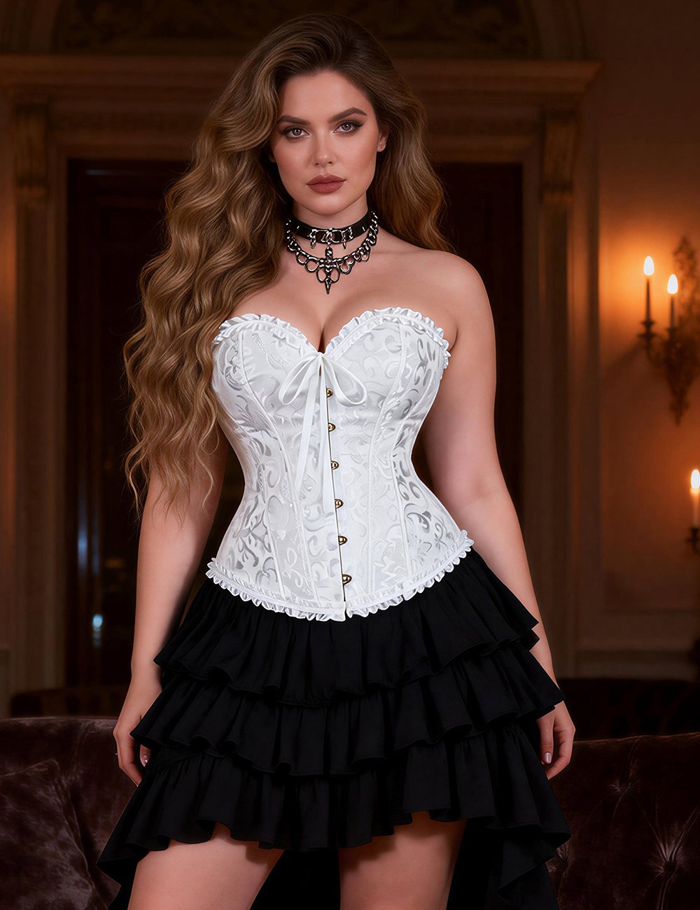 YesX YX887 Elegant White Brocade Corset up to 2XL - Image 23