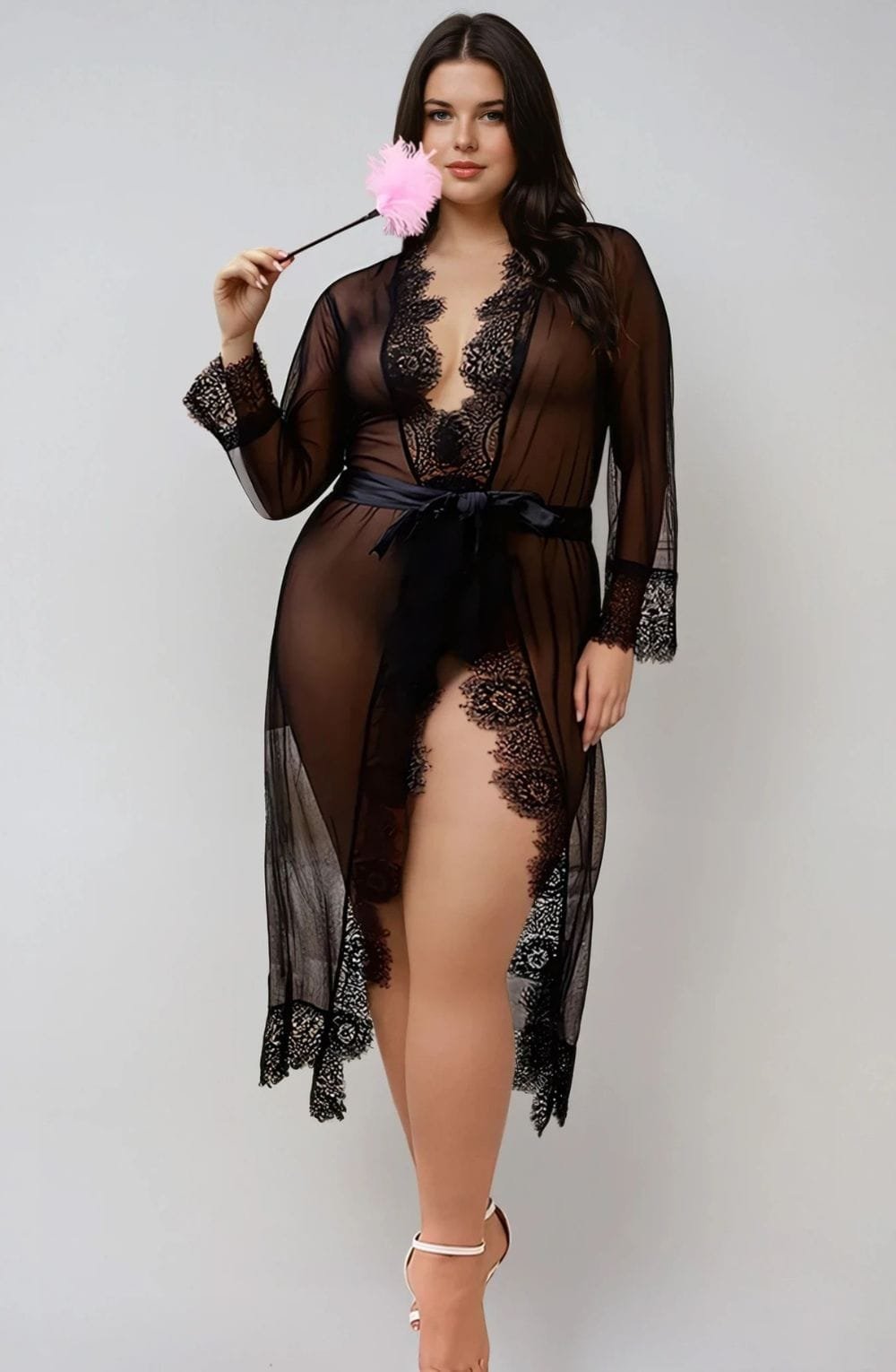 YesX YX734Q Lacey Black Robe - Image 2